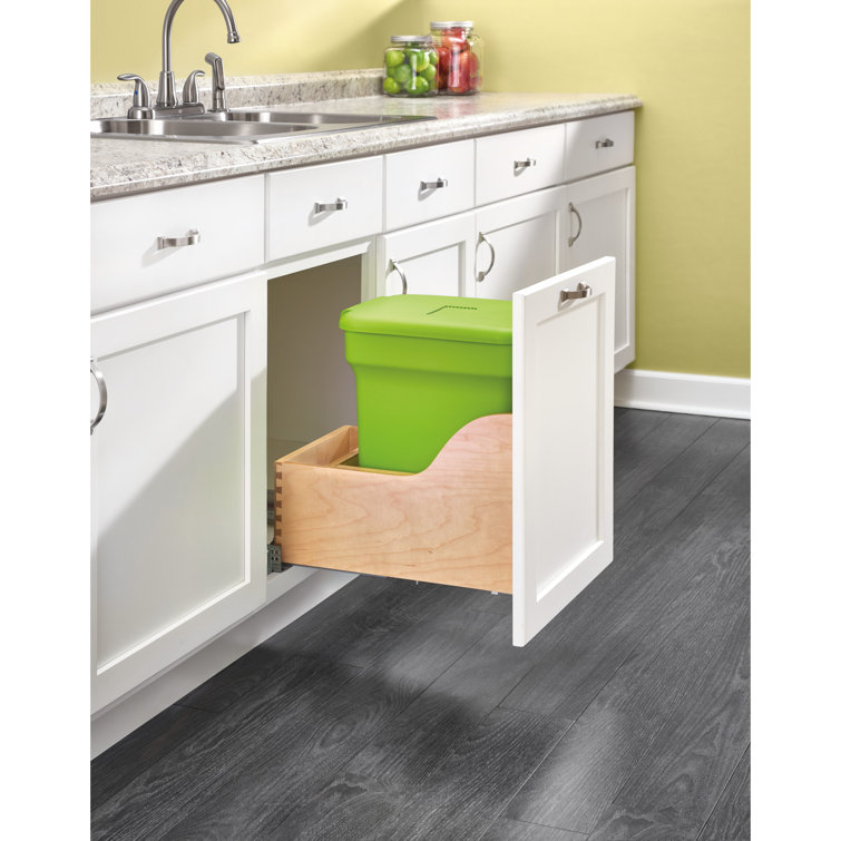 RevAShelf Wood Bottom Mount Kitchen Compost 6 Gallon Pull Out/Under